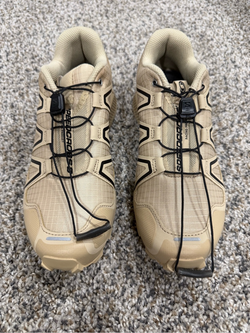 Salomon Speedcross Trail Running Shoes - Safari Black and Beige